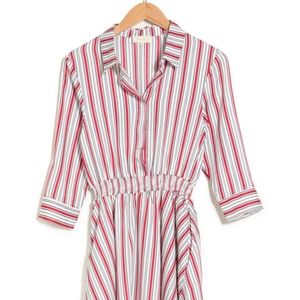Malloday red and ivory button down dress (Size: M)